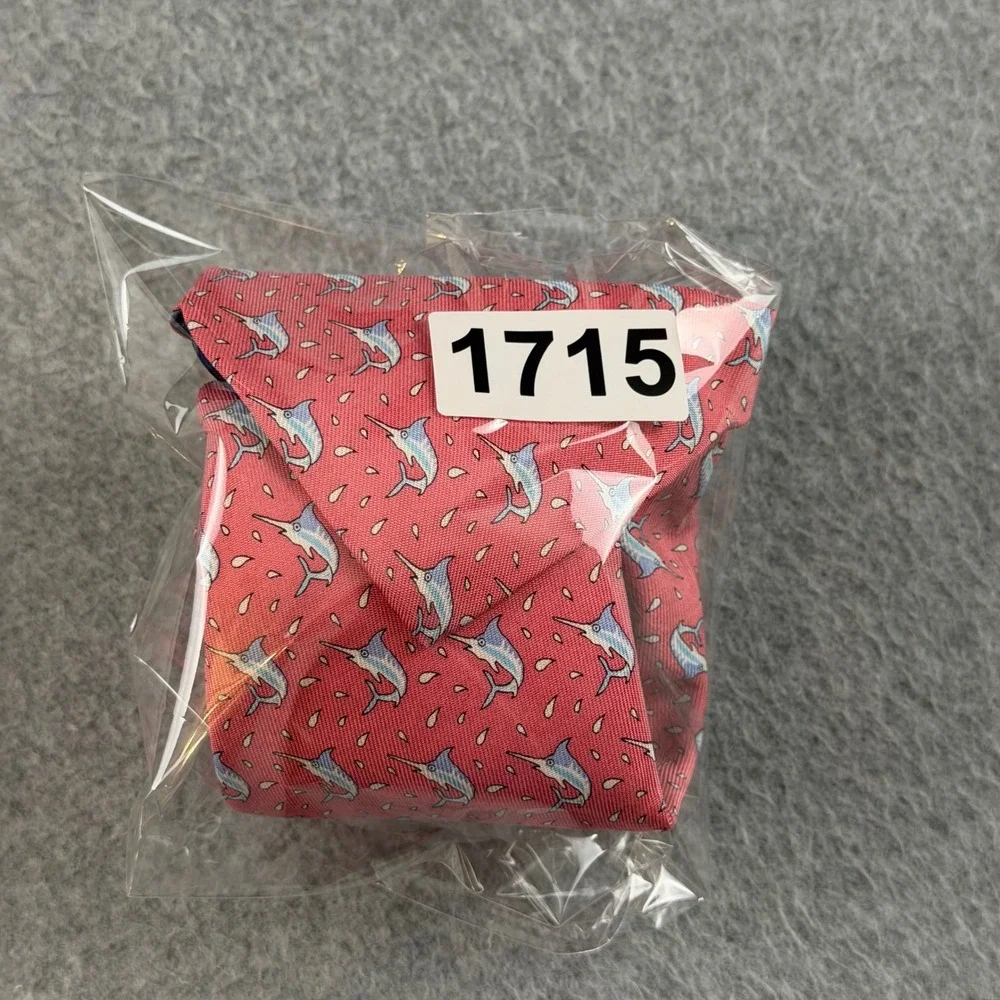 Vineyard Vines Kids Silk Tie Coral Pink Marlin Fish Nautical Hand Made 51x3.5